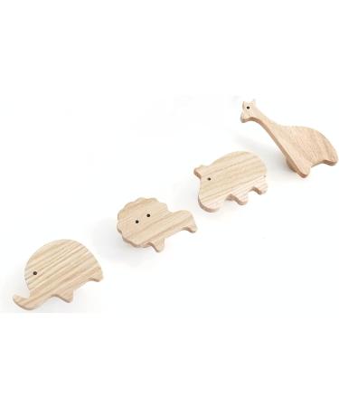 PLT 4-Piece Animal Handles for Children's Furniture - Untreated Oak Knobs (Elephant Lion Hippo Giraffe) - Perfect for Drawers & Cupboards - Ideal Gift for Kids' Rooms - Buy Online on GoSupps.com