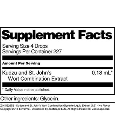Kudzu and St. John's Wort Combination Glycerite Liquid Extract (1:5) - No Flavor (1 oz ZIN: 522652) - Buy Online on GoSupps.com