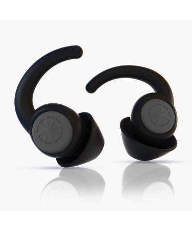 2 Pairs Black Noise Cancelling Silicone Ear Plugs for Sleeping Studying Flying Concerts Construction - Reusable Comfortable and Durable NRR32 db