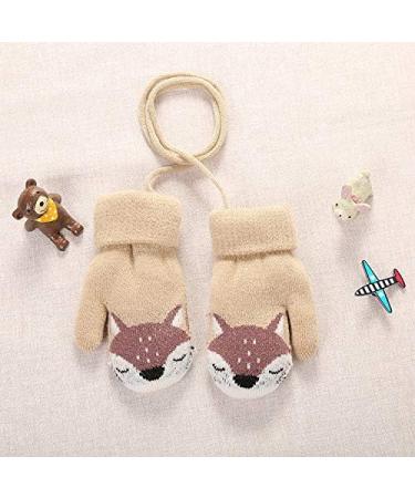 Baby Toddler Fox Knitted Magic Mittens with Furry Lining - Light Brown (1-3 Years) - Buy Online on GoSupps.com