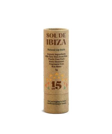 Sol de ibiza-lip care stick without plastic SPF15-natural ingredients-non-nano zinc oxide-vegan-adults and children-5 g