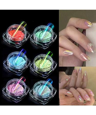 Mermaid Chrome Nail Powder - 6 Colors Mirror Effect Pigment with Eyeshadow Sticks - Buy Online on GoSupps.com