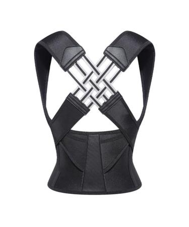 Back Straightener Posture Corrector Adjustable Brace for Upper Back Support (Black Large) Large Black