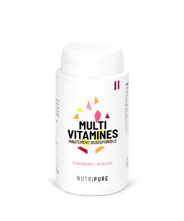 Nutripure | Multivitamins and Minerals 21 Nutrients | Food Supplement | Magnesium Vitamin B12 Vitamin D Zinc | Antioxidant Cognitive Vision | 60 Capsules | 1 Month | Made in France