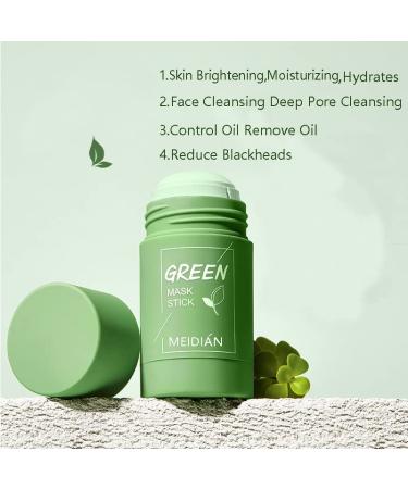 Green Tea Mask Stick 2-Pack for Blackhead Removal and Pore Cleansing with Purifying Clay Mud - Deep Facial Cleanser and Moisturizer for Dry Skin - Buy Online on GoSupps.com