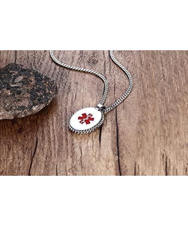 Medical Alert ID Necklace Pendant for Men & Women - Engraved TYPE 2 Diabetes Stainless Steel Jewelry | Emergency Medical ID Tag - Buy Online on GoSupps.com
