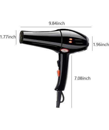 Hair Dryer Powerful Salon Blow Dryer AC Motor Professional Hair Dryer 2300W Negative Ionic Hairdryer with 3 Heat 2 Speed Cool Shot Setting 2 Concentrators 2.35m Long Cable Low Noise Black Small - Buy Online on GoSupps.com
