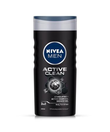 NIVEA MEN Hair  Face & Body Wash  Active Clean Shower Gel  250ml