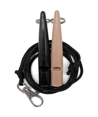 Acme dog whistle No.211.5 with pipe band |In a double pack |2 pipes including 2 ligaments |Ideal for the recall - loud and far -reaching (Black + Nougat)