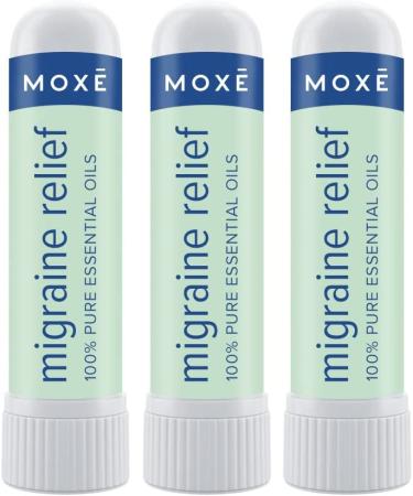 MOX Migraine Relief Nasal Inhalers, Essential Oils for Headaches & Tension Relief, Portable Aromatherapy, Easy-to-Use, Pure & Undiluted, Peppermint, Spearmint, Eucalyptus, Tea Tree, USA Made, 3 Pack