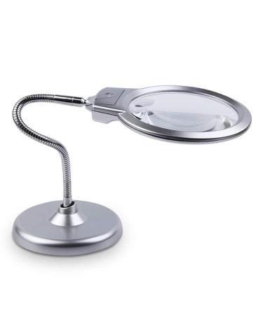 LED Illuminated Desktop Glass 2X 5X Double HD Lens with Light Metal Hose for Seniors Students Reading Repair High Grade Gift for Industrial Electronics Laboratory Good Times