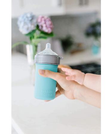 Mason Bottle Silicone Baby Bottle with Medium Flow Nipple - 8 Ounce, BPA Free, Non-Toxic - Made in USA - Teal (1 Count) - Buy Online on GoSupps.com
