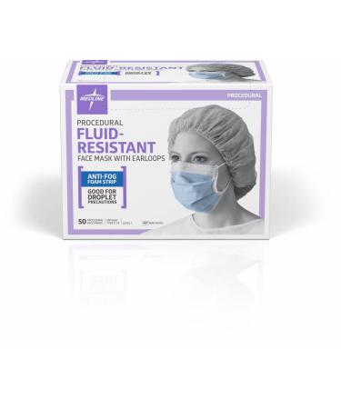 Buy Medline NON27408ELZ ASTM Level 1 Procedure Face Mask - Anti-Fog Strip & Ear Loops | Blue - International Shipping Available - Buy Online on GoSupps.com