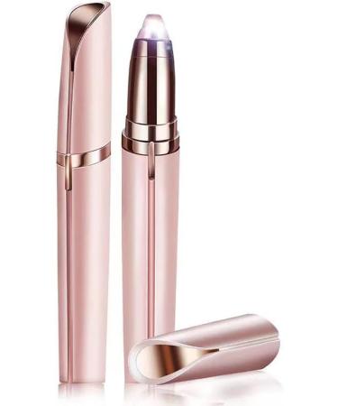 Ey brows trimmer for women trimmer electrically painless facial hair remover for women eyebrow razor eyebrow cutter for lips mustache chin with eyebrow comb (rose gold)