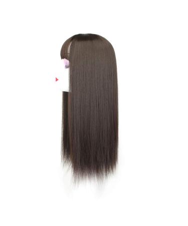 Women's 22 Long Straight Clip-in Synthetic Hair Topper with Bangs | Chocolate Brown for Thinning Hair - Shop Now - Buy Online on GoSupps.com