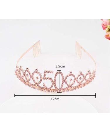 Minkissy Birthday Crown 60th Rhinestone Birthday Tiara with Comb Crystal Princess Tiara Headband for Birthday Party(Rose Gold) - Buy Online on GoSupps.com