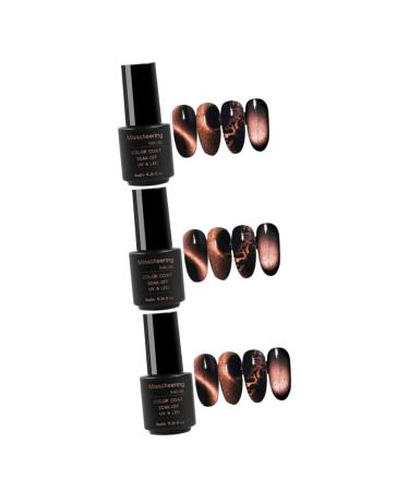 Balacoo 3pcs black gel flash suit nail gel nails gel 5d cat eye gel nail polish magnet 9 d Symphony extend 5.3*2.2cmx3pcs As Shownx3pcs