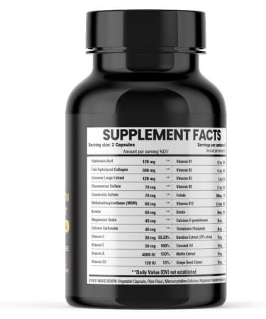 Hyaluronic Acid Biotin Collagen Keratin Cucurma Vitamins 25 000 Beauty Complex 60 Veggie Capsules Hair Growth Nail Join Bone Health Supplement - Buy Online on GoSupps.com