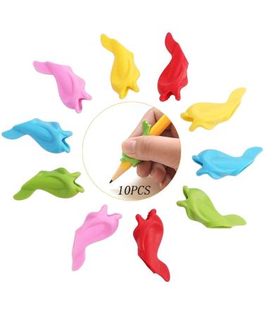 Mirrwin attitude writing aid grip keeping correction tool pencil handles writing aid for right and left-handers soft silicone finger handles ideal for small hands 10 pieces of random color