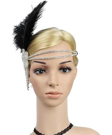 Great Gatsby Flapper Headband - Vintage Crystal Rhinestone Tassel Hairband in Black - Buy Online on GoSupps.com