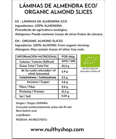  NULTHY NULTHY - Organic laminated almond - Natural dried fruits - Organic nuts - Organic cultivation - Gluten free - Vegan (1 kg) - Buy Online on GoSupps.com