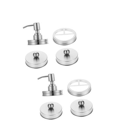 Alipis 2 sets Hands Medium Pumps Head Silence Lid Mouth Munds Lid Organization and Storage Bathroom Germ glass Stainless steel container Lotion Acryl Silberx2Stk 7.5x7.5x2.5cmx2PCs