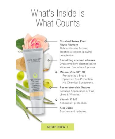 Juice Beauty STEM CELLULAR SPF 30 CC Cream Desert Glow 1.7 fl oz - Natural Sun Protection with Anti-aging Benefits - Buy Online on GoSupps.com