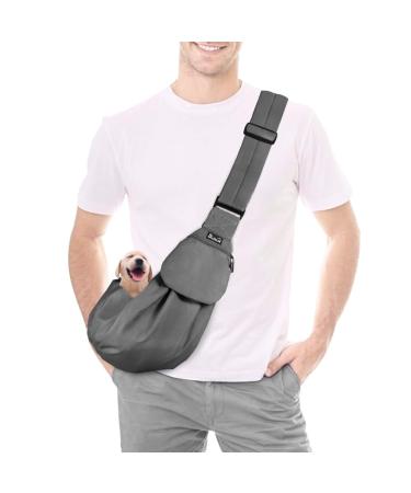 Slowton dog carrier bag pet dog bag with adjustable padded shoulder strap and front bag carrying bag dog for walking outdoors and excursions (gray) gray XS (for pets 0.9-2kg)