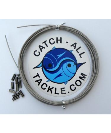 Catch All Tackle 49-Strand Cable Vinyl Coated 7x7 Stainless Steel Kit 30ft 175lb 1.0mm w/10 1.3mm crimps