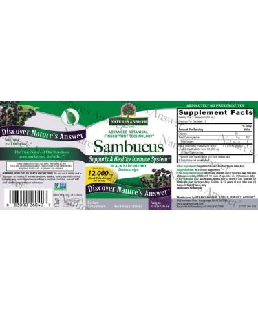 Natural's Answer Black Elderberry Sambucus Alcohol-Free Vegan 12 000 mg 120 ml - Buy Online on GoSupps.com