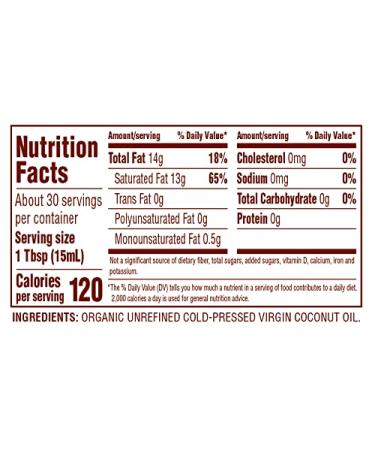 Diet info for Nutiva USDA Certified Organic, non-GMO Fair for Life