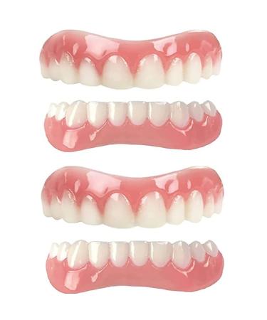 Xzlzmd silicail teeth prosthesis top below temporary fake cosmetic braces smile dentures instant veneers for men and women 2 pair