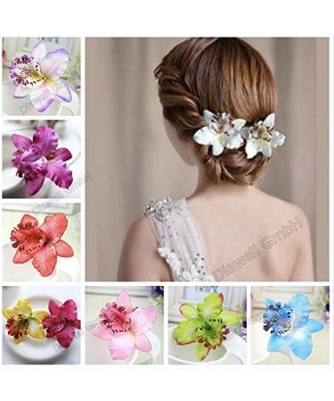 Diawell Orchid Hair Clip - White Flower Blossom Corsage Accessory for Elegant Hairstyles | Buy Internationally - Buy Online on GoSupps.com