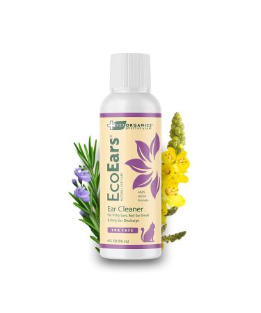 Vet Organics EcoEars Cat Ear Cleaner. Natural Multi-Action Formula. for Itch, Head Shaking, Discharge & Smell. Naturally Cleanses Away Common Problems. 100% Guaranteed (4 oz)
