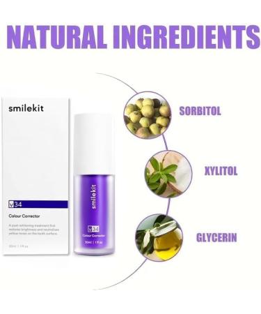 Purple Whitening Toothpaste V34Purple Toothpaste Purple Corrector Toothpastes Purple Toothpaste Purple Teeth Whitening Dent Blanchiment Purple Corrector Toothpaste Teeth Whitening (2PCS) - Buy Online on GoSupps.com