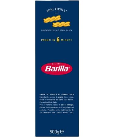 Italian Gourmet Barilla Piccolini Mini Fusilli small spiral noodles for children & quick cooking cooking time 6 minutes from 100 durum wheat semolina ideal for sauces salads and soups 20 x 500 g + - Buy Online on GoSupps.com