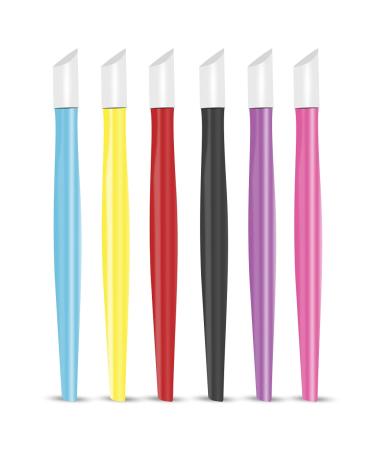 CATTOMBEEG Rubber Cuticle Pusher - Pack of 6 - Plastic Handle Tipped Nail Art and Cleaner Tools for Men and Women - Six Colors Mix