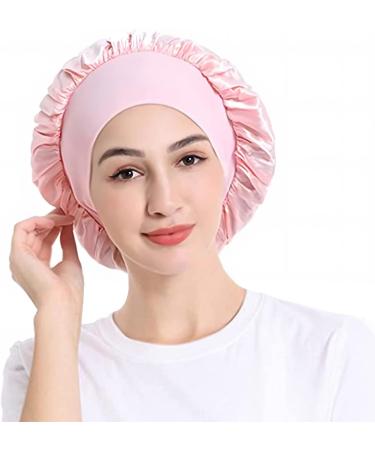 3 Pack Satin Bonnet Night Sleep Caps with Wide Elastic Band Silk Wrap Soft Head Cover Sleeping Hat for Women and Girls Curly Hair M-L Pink Black Red - Buy Online on GoSupps.com
