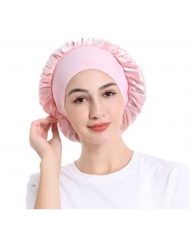 Satin Bonnet Night Sleep Caps - 3 Pack with Wide Elastic Band for Women and Girls - Silk Hair Wrap for Curly Hair - Pink Black Red - Buy Online on GoSupps.com
