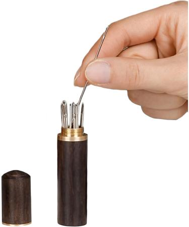 YAWALL Self Threading Needles - 24 Pieces with Wood Needle Case, Dark Brown - Buy Online on GoSupps.com
