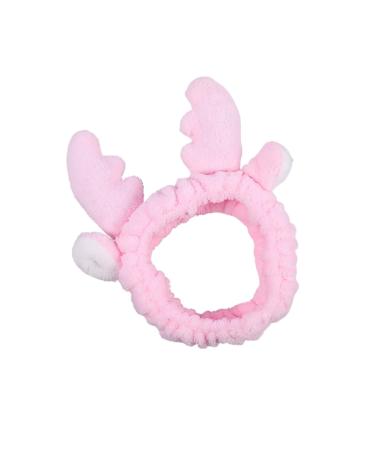 Ailan Spa Headband Soft And Elastic And Stretchy Cute Bow Animal Ears Hairbands Flannel Up Headband Pink