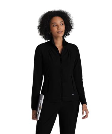 BARCO One Endure Scrub Jacket for Women - Zip Front Medical Jacket Anti-Wrinkle 4-Way Stretch Women's Scrub Jacket Medium Black