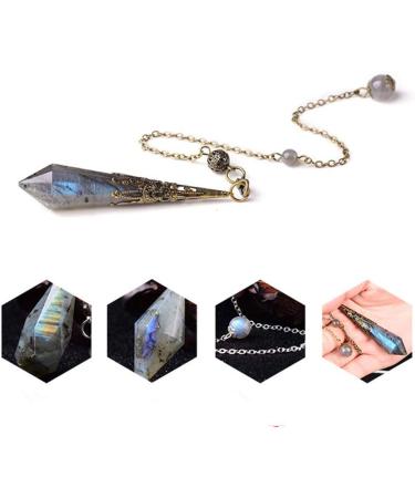 AITELEI Natural Gemstone Labradorite Crystal Pendulum 12 Chakra Healing Therapy Pendant - Buy Online on GoSupps.com