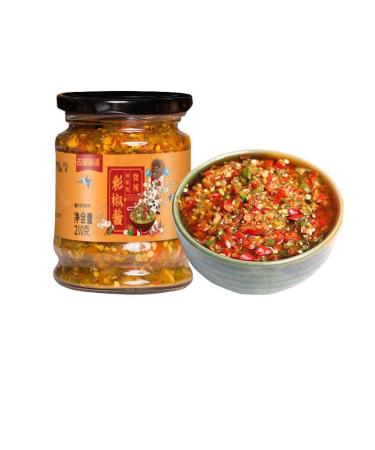 Sichuan specialty spicy chili sauce colorful chopped chili sauce garlic chili sauce 210g/can Chinese pickled vegetables noodles sauce spicy snakcs pickles side dishes (Slightly spicy 1 can) Slightly spicy 1 can