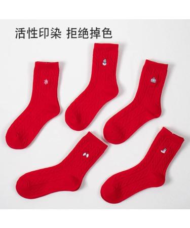 Chinese New Year Zodiac Embroidered Women's Cotton Socks - 3 Pairs (Red-5, Size 34-39) - Buy Online on GoSupps.com