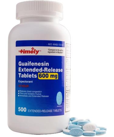 Timely Guaifenesin 600 mg - Extended Release Mucus Relief Tablets for Chest Congestion | 500 Count | Worldwide Shipping - Buy Online on GoSupps.com