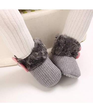 Spring Baby Winter Warm Fleece Booties | Non-Slip Soft Sole Shoes for Girls Boys | Prewalker Boots 6-12 Months Grey - Buy Online on GoSupps.com
