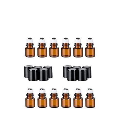 Mini bottles empty portable amber-colored glass for cosmetics make-up sample travel size storage container for rolling up for essential oils aromatherapy perfumes 12 pieces 1ml
