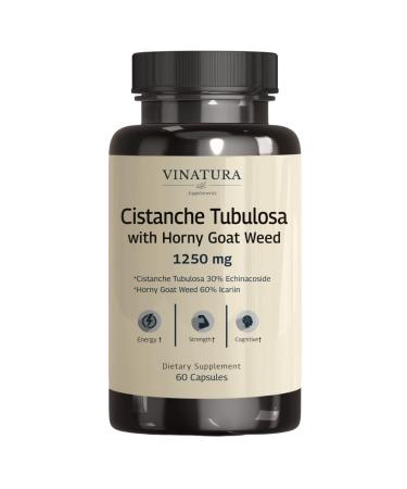 VINATURA Cistanche with Horny Goat Weed 1250mg  60% Icariin Premium Extract for Energy  Strength  Endurance  Cognitive *USA Made and Tested* - 60 Capsules Supplements - Buy Online on GoSupps.com