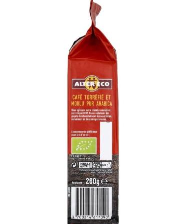 ALTER ECO - Caf P rou 100% Arabica torr faction artisanale notes de noisettes et d'agrumes issu de l'agriculture biologique 260g. - Lot De 3 - Vendu Par Lot - Buy Online on GoSupps.com